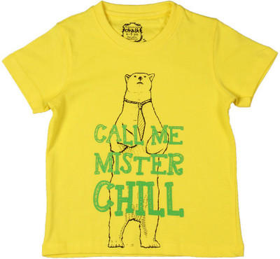 Chalk by Pantaloons Boys Printed T Shirt(Yellow, Pack of 1, Butter cup yellow