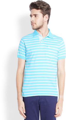 

Parx Striped Men's Polo Neck Light Blue T-Shirt