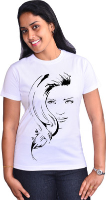 

Zorba Mart Printed Women's Round Neck White T-Shirt