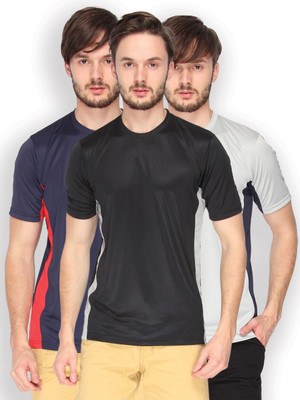 

Campus Sutra Solid Men Round Neck Denim Black, Grey, Blue, Red, Grey, Blue T-Shirt(Pack of 3, Black;blue;grey;red
