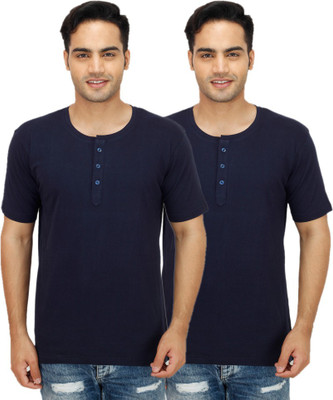 

Sanvi Traders Solid Men Henley Multicolor T-Shirt(Pack of 2