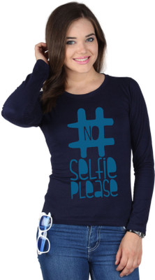 

SayItLoud Printed Women's Round Neck Blue T-Shirt, Navy blue