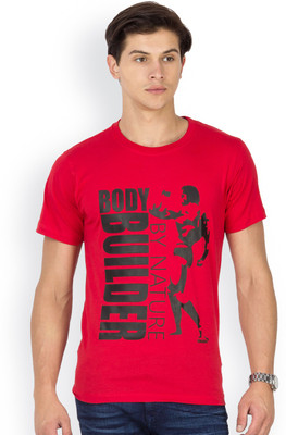 

Kingaroo Printed Men' Round Neck Red T-Shirt, Pink