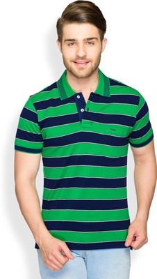 

ColorPlus Striped Men' Polo Neck Green T-Shirt