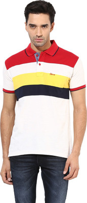 

Okane Striped Men's Polo Neck Red T-Shirt