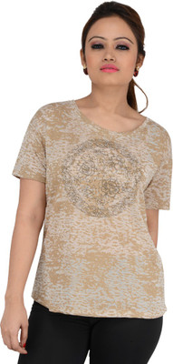 

Download Apparel Printed Women's Round Neck Beige T-Shirt