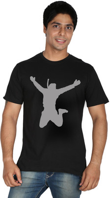 

Trendster Printed Men' Round Neck Black T-Shirt