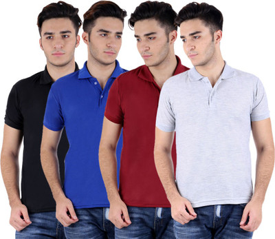 

Sanvi Traders Solid Men Polo Neck Multicolor T-Shirt(Pack of 4