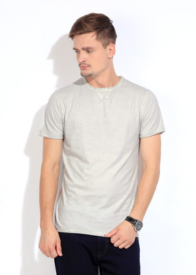 

Jack & Jones Solid Men's Round Neck Grey T-Shirt, Cloud dancer