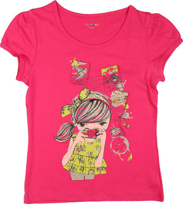

Poppers by Pantaloons Girls Graphic Print T Shirt(Pink, Raspberry
