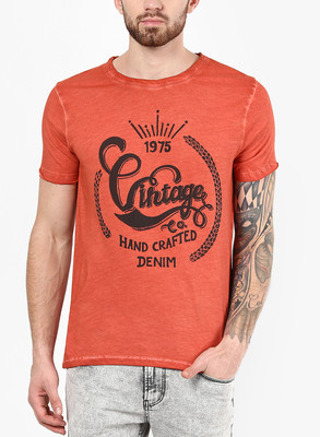 

Jack & Jones Graphic Print Men's Round Neck Orange T-Shirt, Baked apple