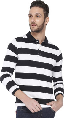 

The Cotton Company Striped Men's Polo Neck Black, White T-Shirt, Carbonfibre black