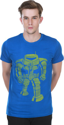 

White Kalia Printed Men's Round Neck Blue T-Shirt, Royal blue