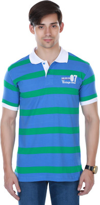 

Cotton County Premium Striped Men's Flap Collar Neck Green T-Shirt