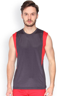 

Campus Sutra Solid Men Round Neck Denim Blue, Red T-Shirt