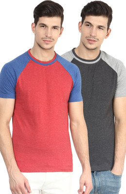 

Yellow Submarine Solid Men's Round Neck Red, Black T-Shirt(Pack of 2), Black;red
