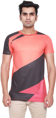 

DDI Printed Men's Round Neck Orange T-Shirt