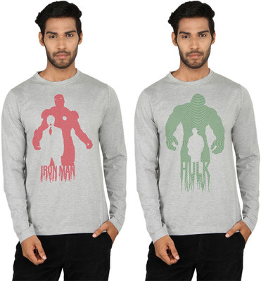 

SayItLoud Printed Men's Round Neck Multicolor T-Shirt(Pack of 2, Grey