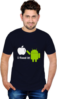 

INKIT Graphic Print Men's Round Neck Dark Blue T-Shirt, Navy blue