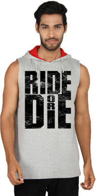 

SayItLoud Printed Men's Hooded Grey T-Shirt