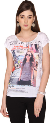 

Ten on Ten Printed Women's Round Neck Multicolor T-Shirt, Multi
