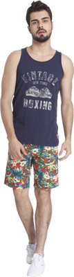 

Jack & Jones Printed Men' Round Neck Blue T-Shirt, Mood indigo