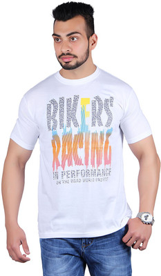 

Shineway Printed Men's Round Neck Multicolor T-Shirt, White