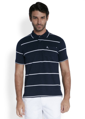 

Parx Striped Men's Polo Neck Dark Blue T-Shirt