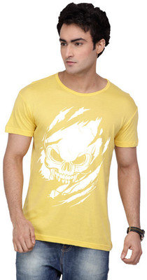

Inkovy Graphic Print Men' Round Neck Yellow T-Shirt