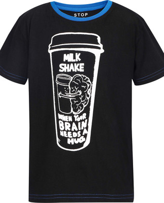 

Stop By Shoppers Stop Boys Printed Cotton T Shirt(Black, Pack of 1, Orange