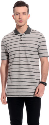

TAB91 Striped Men's Polo Neck Grey T-Shirt