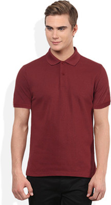 Gold Axe Solid Men's Polo Neck Maroon T-Shirt