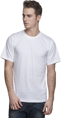 

Lambency Solid Men's Round Neck White T-Shirt