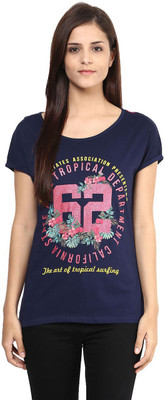 

Ajile by Pantaloons Graphic Print Women's Round Neck Blue T-Shirt, Navy