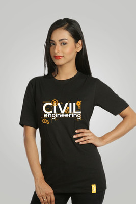 

Campus Sutra Printed Women' Round Neck Black T-Shirt