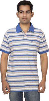 

Red Line Striped Men' Polo Neck Multicolor T-Shirt, White