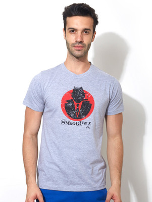 

Smugglerz Inc. Graphic Print Men' Round Neck Grey T-Shirt, Grey melange