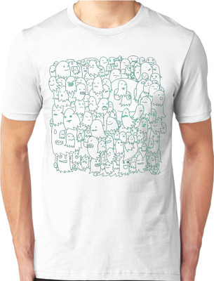 

Foscous Printed Men' Round Neck White T-Shirt