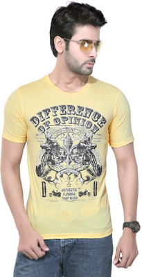 

D.O. Graphic Print Men' Round Neck Yellow T-Shirt