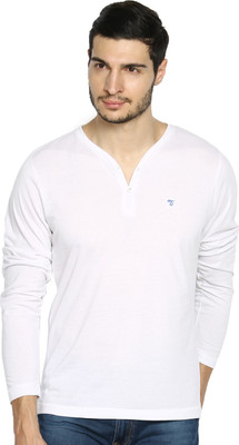

The Indian Garage Co. Solid Men's Henley White T-Shirt