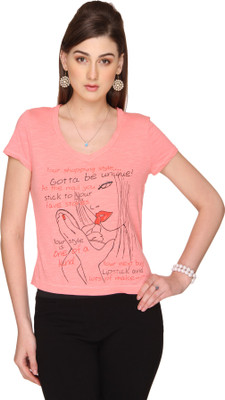 

Ten on Ten Printed Women's V-neck Multicolor T-Shirt, Multi
