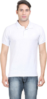 

Sniper Solid Men' Polo Neck White T-Shirt, White milange