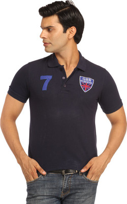 

Rockhard Solid Men' Polo Neck Dark Blue T-Shirt, Navy