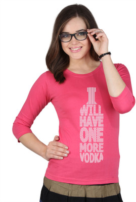 

SayItLoud Printed Women' Round Neck Pink T-Shirt, Dark pink
