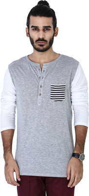 Mr Button Solid Men' Henley Grey T-Shirt