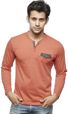 

Wear Your Opinion Solid Men's Henley Orange T-Shirt