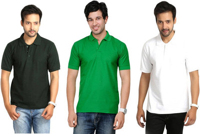 

Keepsake Solid Men's Polo Neck Multicolor T-Shirt(Pack of 3), G white