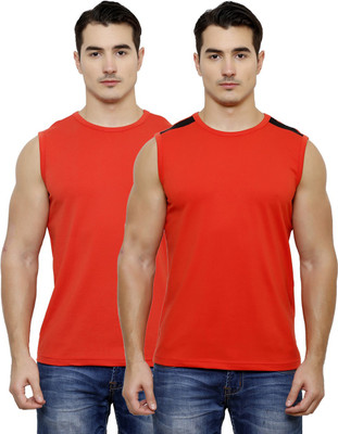 

Casual Tees Solid Men's Round Neck Red, Red, Black T-Shirt(Pack of 2, Black;red