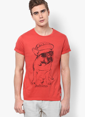 

Jack & Jones Graphic Print Men's Round Neck Orange T-Shirt, Baked apple