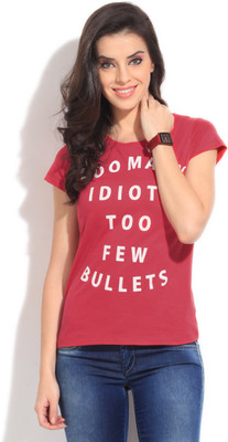 

People Printed Women's Round Neck Red T-Shirt, Lollipop